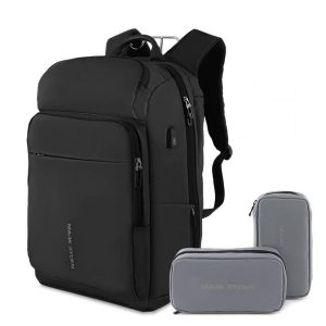 Rucsac/ghiozdan Mark Ryden Smart pentru laptop 17.3 inch, port USB, complet impermeabil, sistem antifurt, unisex, spatios, compartiment produse ude, negru, calatorie, scoala sau servici