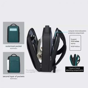 Alternative view of Rucsac/Ghiozdan Mark Ryden compatibil cu laptop 15.6 inch, full impermeabil, 3 modalitati de purtare, unisex, spatios, negru, rezistent la uzura, perfect pentru calatorie, servici sau scoala