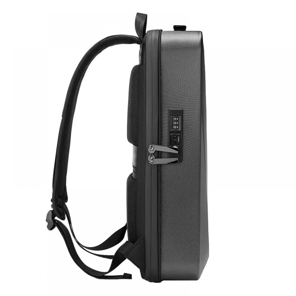 Rucsac pentru laptop 15.6 inch, MingLu, 20L, port USB, impermeabil, unisex, blocare TSA, carcasa tare, slim, negru - imagine 3