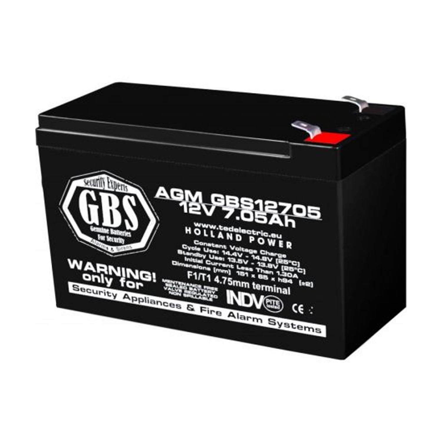 Acumulator AGM VRLA 12V 7,05A pentru sisteme de securitate F1 GBS (5)