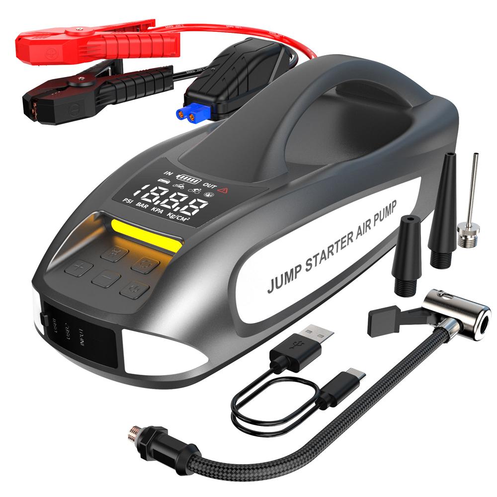Redresor pornire auto/Jump Starter 12 V cu compresor de 4.35 BAR/150 PSI, curent de pornire 3000 A, curent maxim 6000 A, capacitate baterie 27000 mAh, lanterna - imagine 3