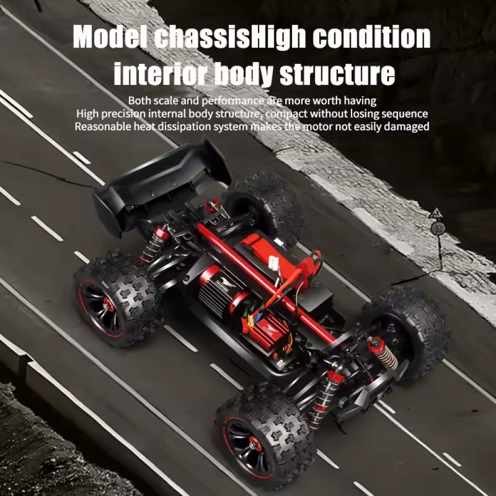Masina cu telecomanda, 9522 PRO 4WD, scara 1:16, 2.4G, viteza maxima 85km/h+, acumulator 3S 11.1V 2000 mAh LiPo, autonomie 20 min, culoare rosie - imagine 2