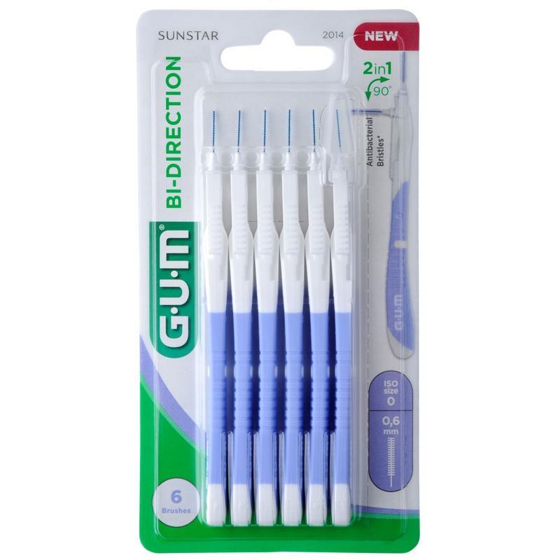Set 6x Periute Interdentare, GUM, Bi-Direction, pentru Curatare in Profunzime, Tratate cu Clorhexidina, 0.6mm