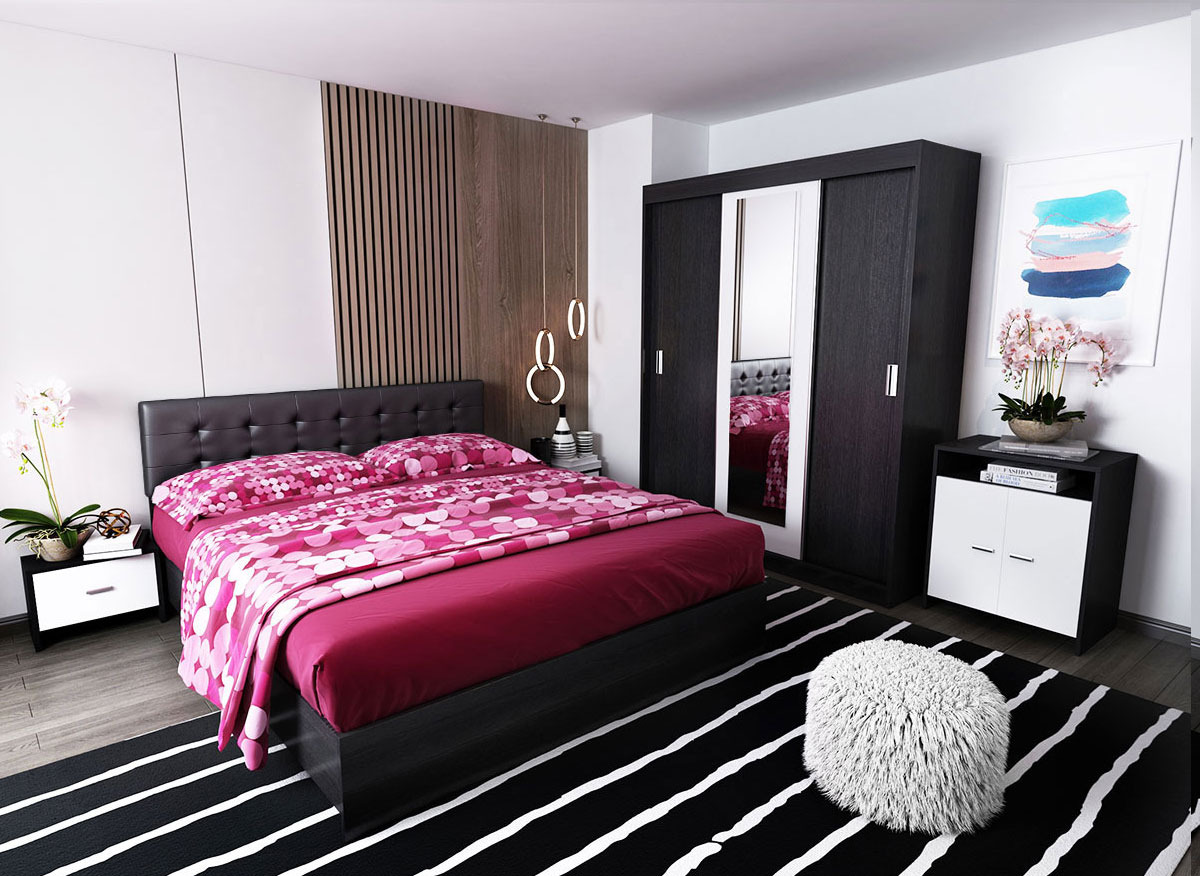 Pat Dormitor Tapitat Wenge Ferrara 180x200 - imagine 3