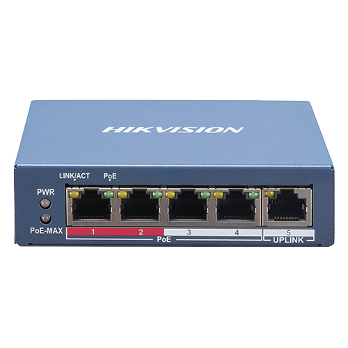 Switch 4 porturi PoE, 1 port uplink RJ45, SMART Management - HIKVISION DS-3E1105P-EI - imagine 4