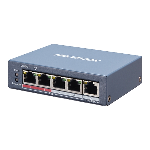 Switch 4 porturi PoE, 1 port uplink RJ45, SMART Management - HIKVISION DS-3E1105P-EI - imagine 3