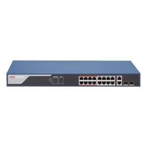 Alternative view of Switch 16 porturi PoE 100Mbps, 2 port uplink Gigabit, SMART Management - HIKVISION DS-3E1318P-EI