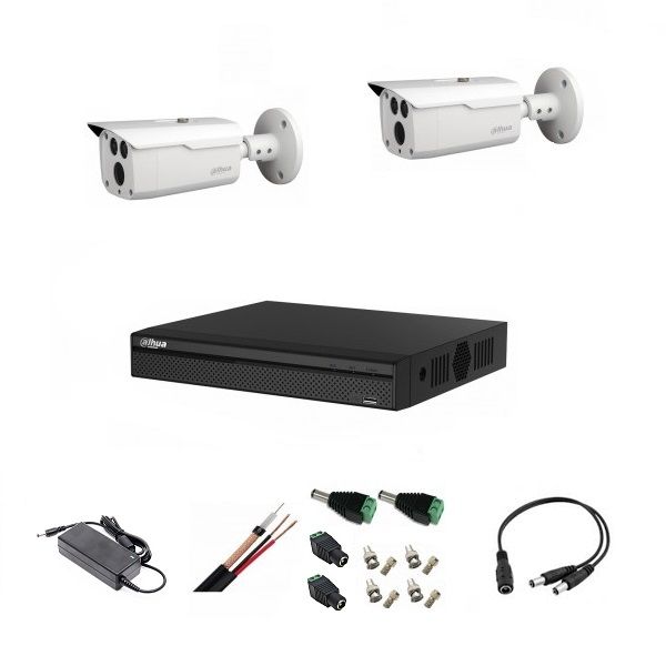 Sistem supraveghere video profesional cu 2 camere Dahua 5MP HDCVI IR 80m, cablu coaxial, live internet - imagine 3