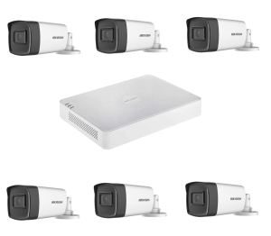 Alternative view of Kit supraveghere video profesional de exterior 6 camere Hikvision Turbo HD 5MP IR40 M , DVR 8 canale Hikvision, live internet