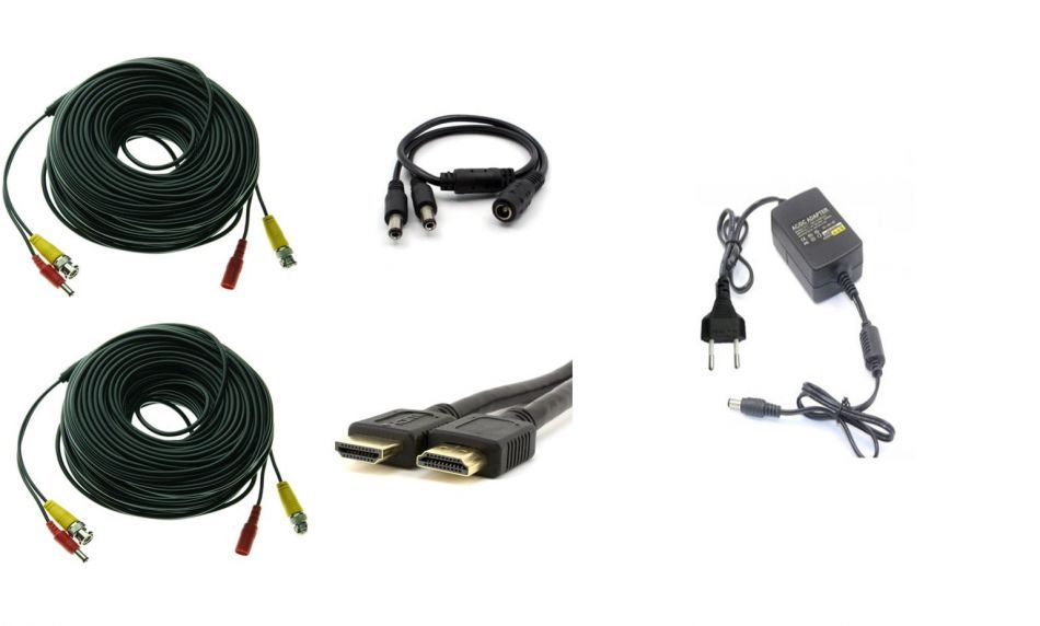 Kit accesorii sisteme de supraveghere pentru 2 camere, cabluri gata mufate, cablu HDMI, sursa alimentare, splitter - imagine 4
