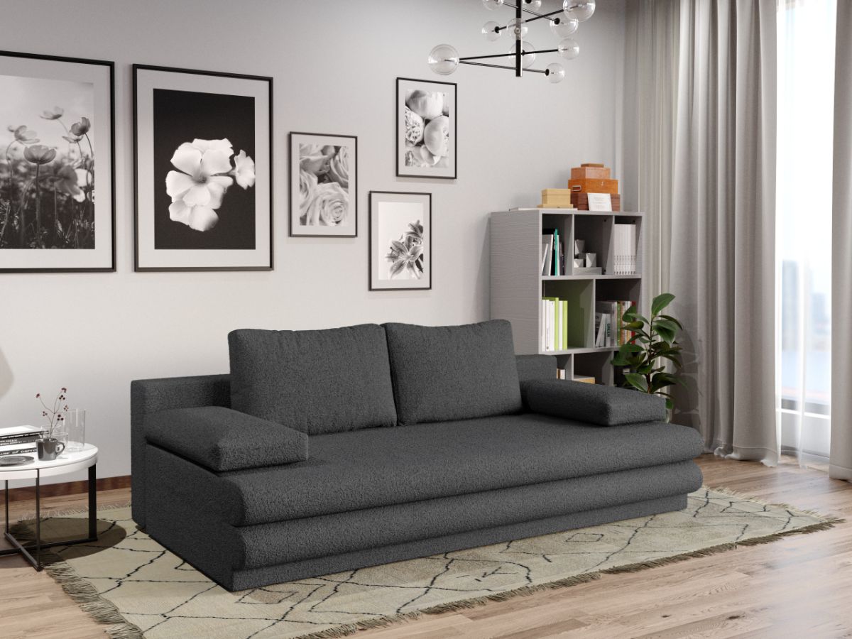 Canapea Extensibila Sensi plusata aspect lana gri - imagine 2