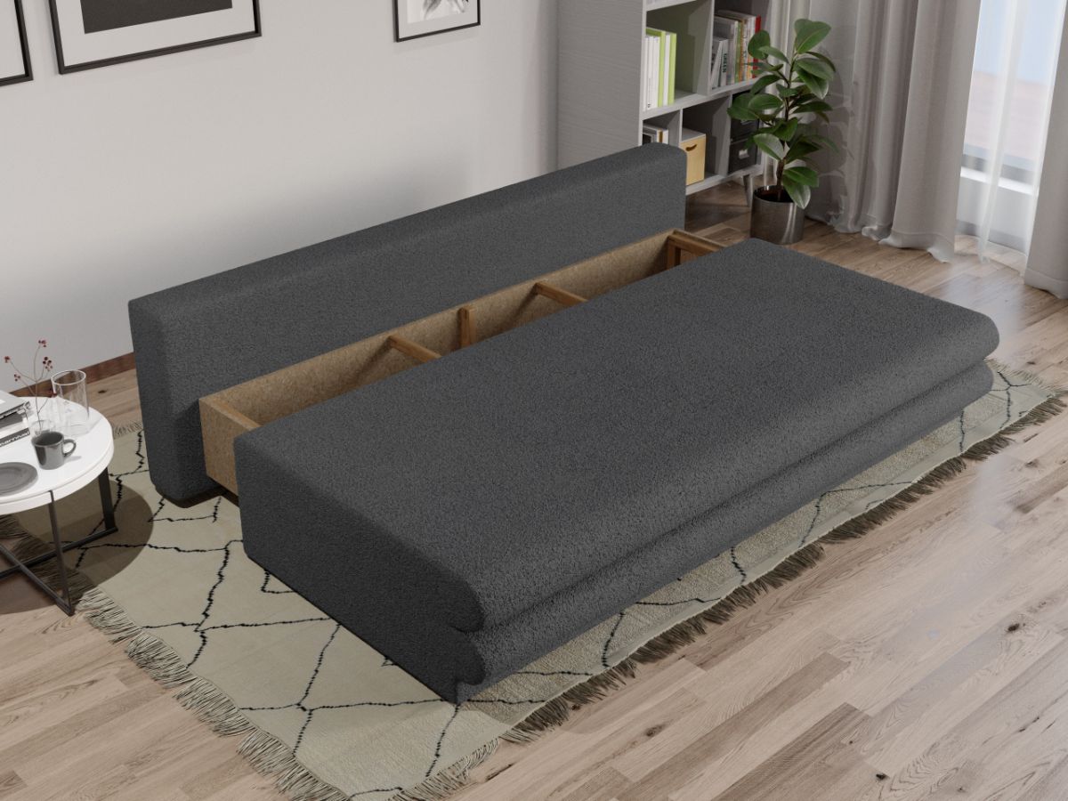 Canapea Extensibila Sensi plusata aspect lana gri - imagine 3