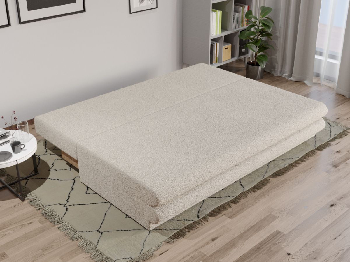 Canapea Extensibila Sensi plusata aspect lana alba - imagine 4