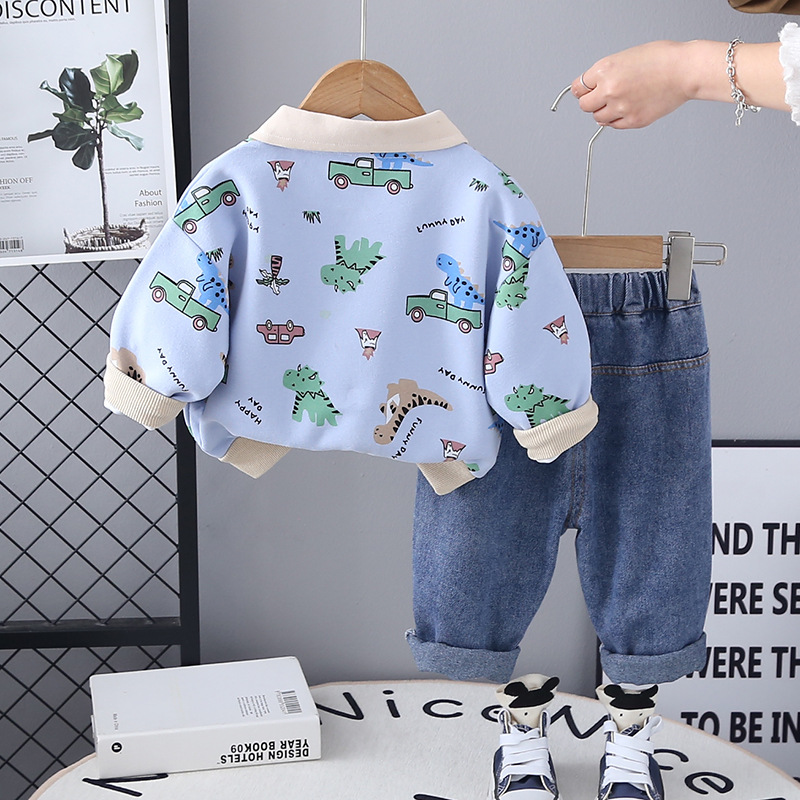 Compleu Albastru Baieti cu Dinozauri Luca - 3-4 ani - imagine 2