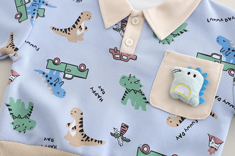 Compleu Albastru Baieti cu Dinozauri Luca - 3-4 ani - imagine 5