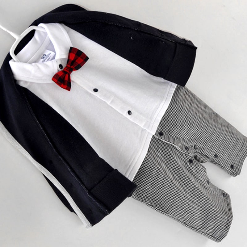 Costum Baieti negru Micul-Print - 9-12 luni - imagine 8