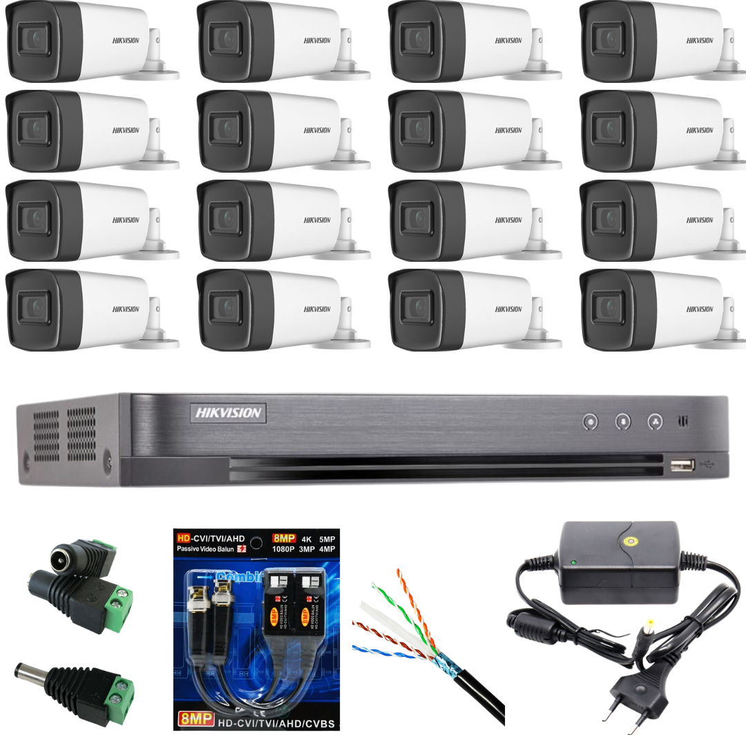 Sistem Supraveghere profesional Hikvision 16 Camere 5MP Turbo HD IR 80, accesorii - imagine 5
