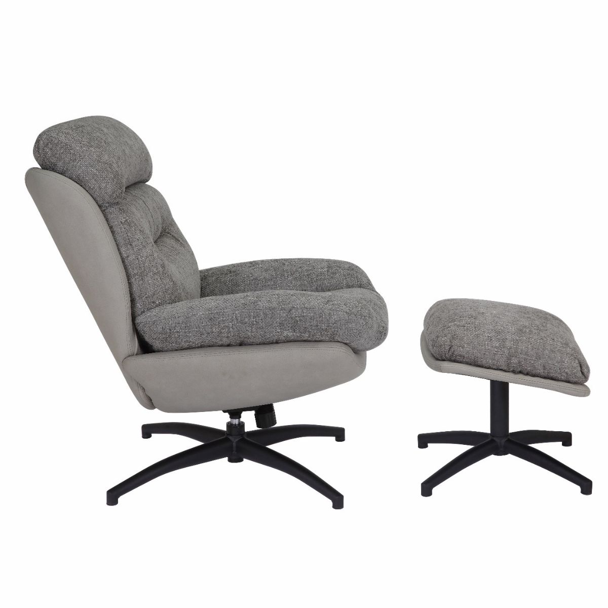 Fotoliu Confort Rotativ Gri cu otoman - imagine 3