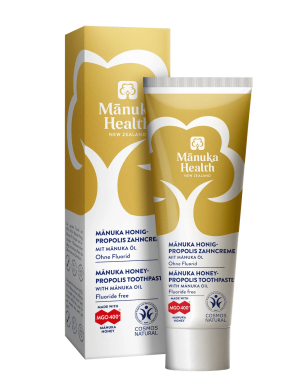 Alternative view of Pasta de dinti fara fluor, cu miere de Manuka MGO 400+, Propolis, ulei de Manuka (75ml) - pentru copii si adulti