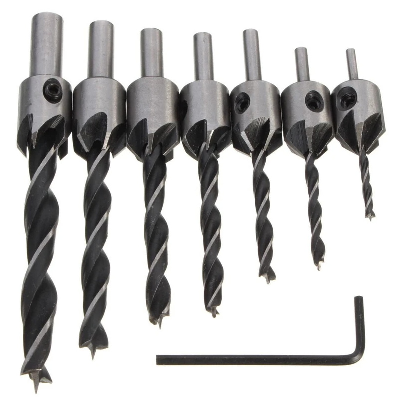 Set 7 Burghie pentru lemn LASERLINE cu Zencuitor/Limitare profunzime