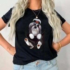 Tricou Dama Negru "Shih tzu" Engros