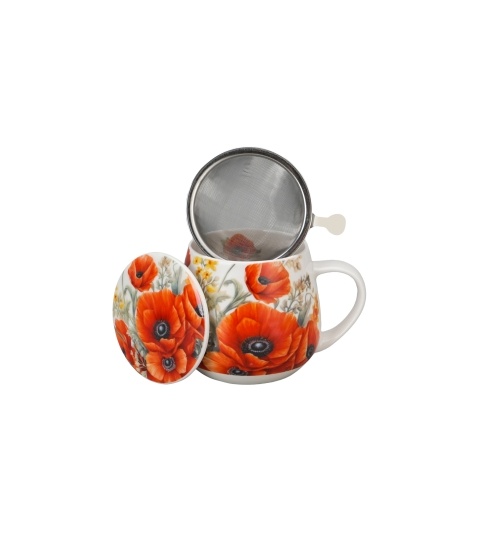 Cana cu capac portelan si infuzor inox, 430ml, Maki - imagine 2