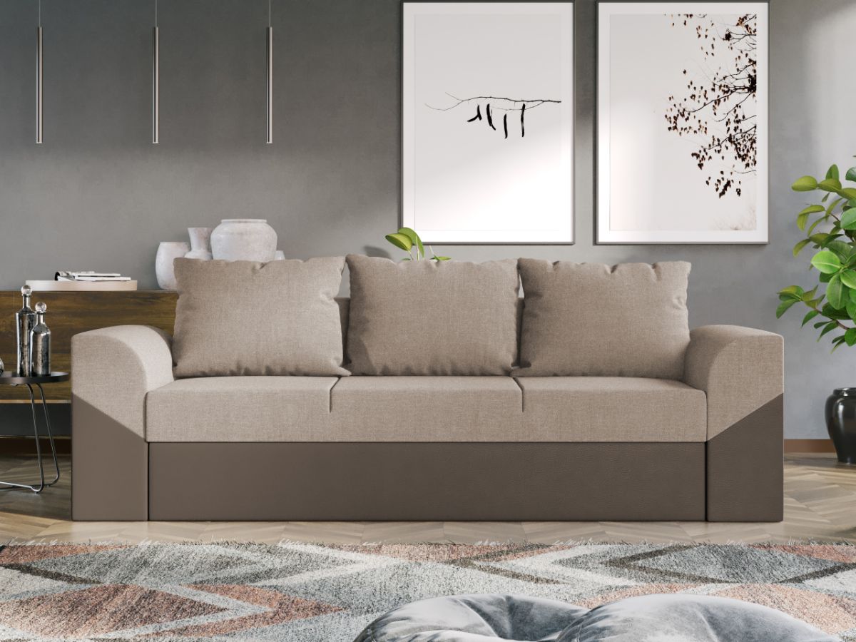 Canapea Extensibila Cali Stofa Bej / Piele Maro - imagine 2