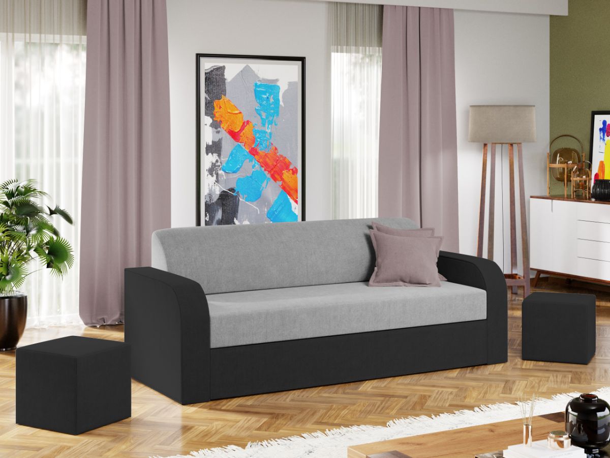 Canapea Mini Gri Deschis / Gri Antracit - imagine 2