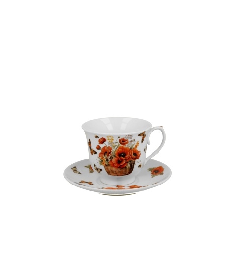 Ceasca cu farfurie, 250ml, Basket of Flowers Poppies - imagine 2