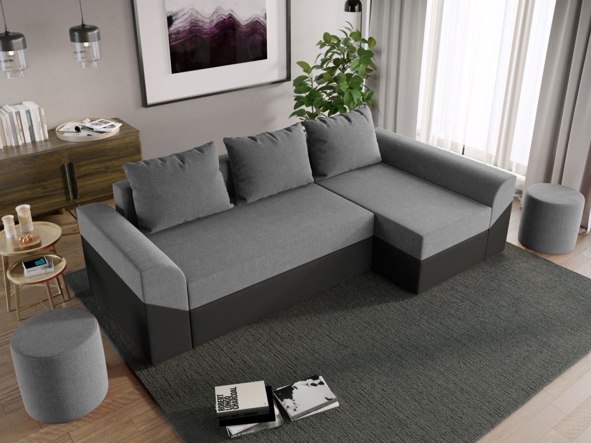 Coltar Extensibil Cali Stofa Gri Deschis / Piele Gri