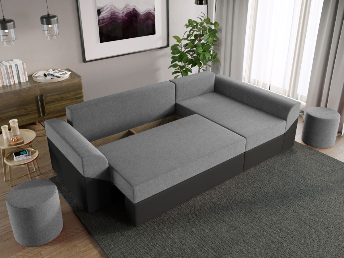 Coltar Extensibil Cali Stofa Gri Deschis / Piele Gri - imagine 3