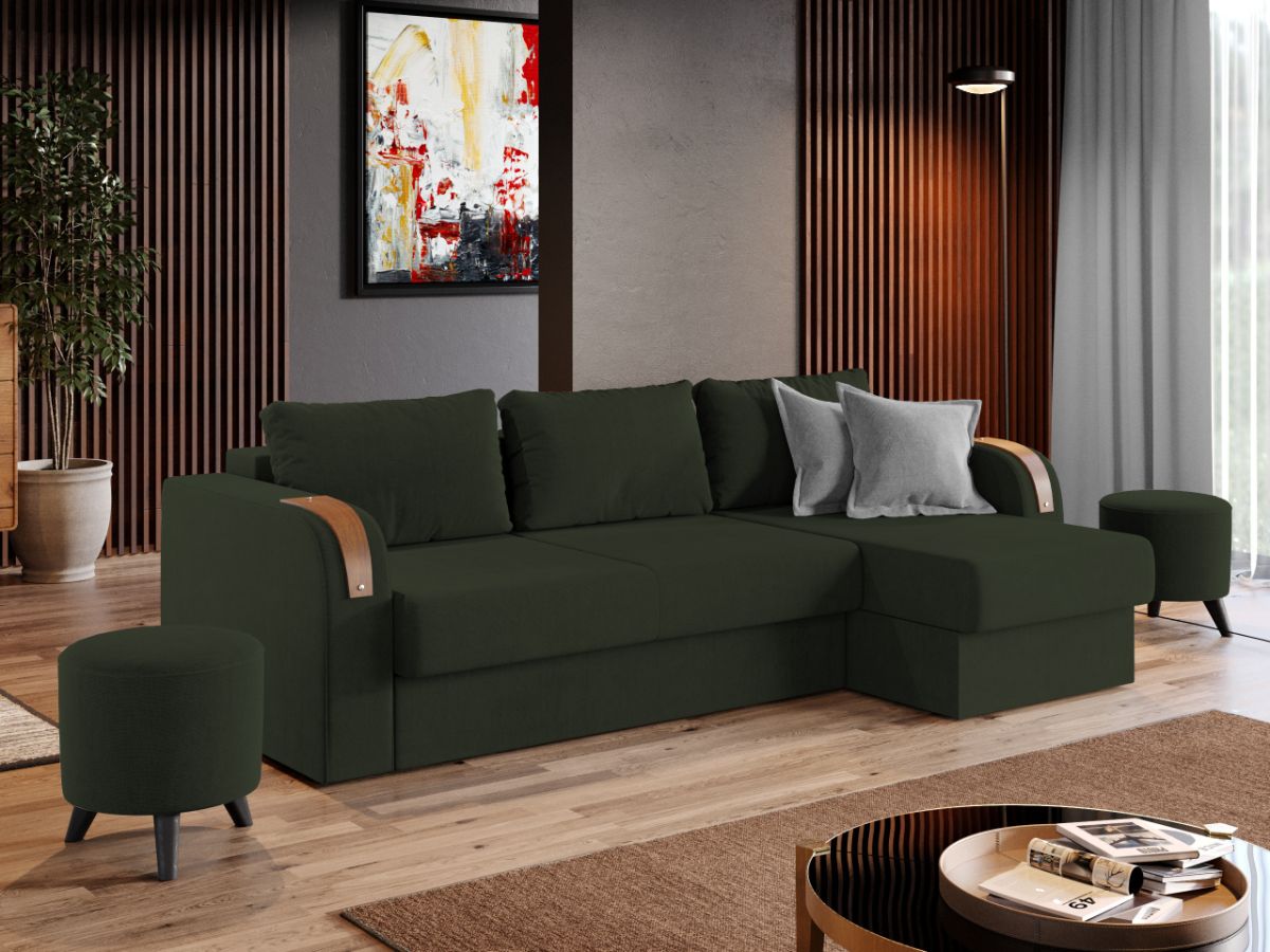 Pachet Mobila Coltar Morelia Verde + Masa Grand Stejar Auriu + 4 Scaune Grand Maro - imagine 2