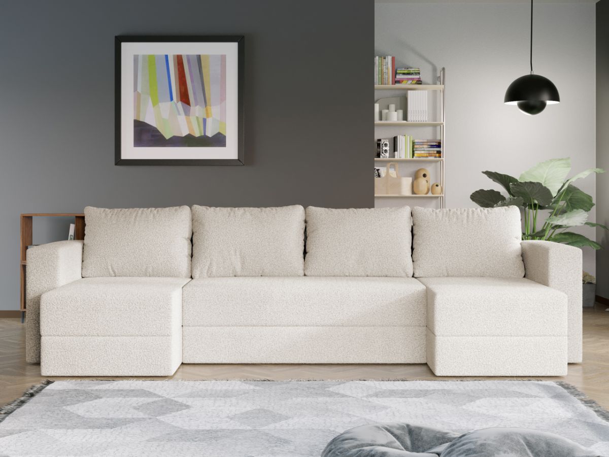 Coltar U Extensibil Alfa plusat aspect lana alba - imagine 2