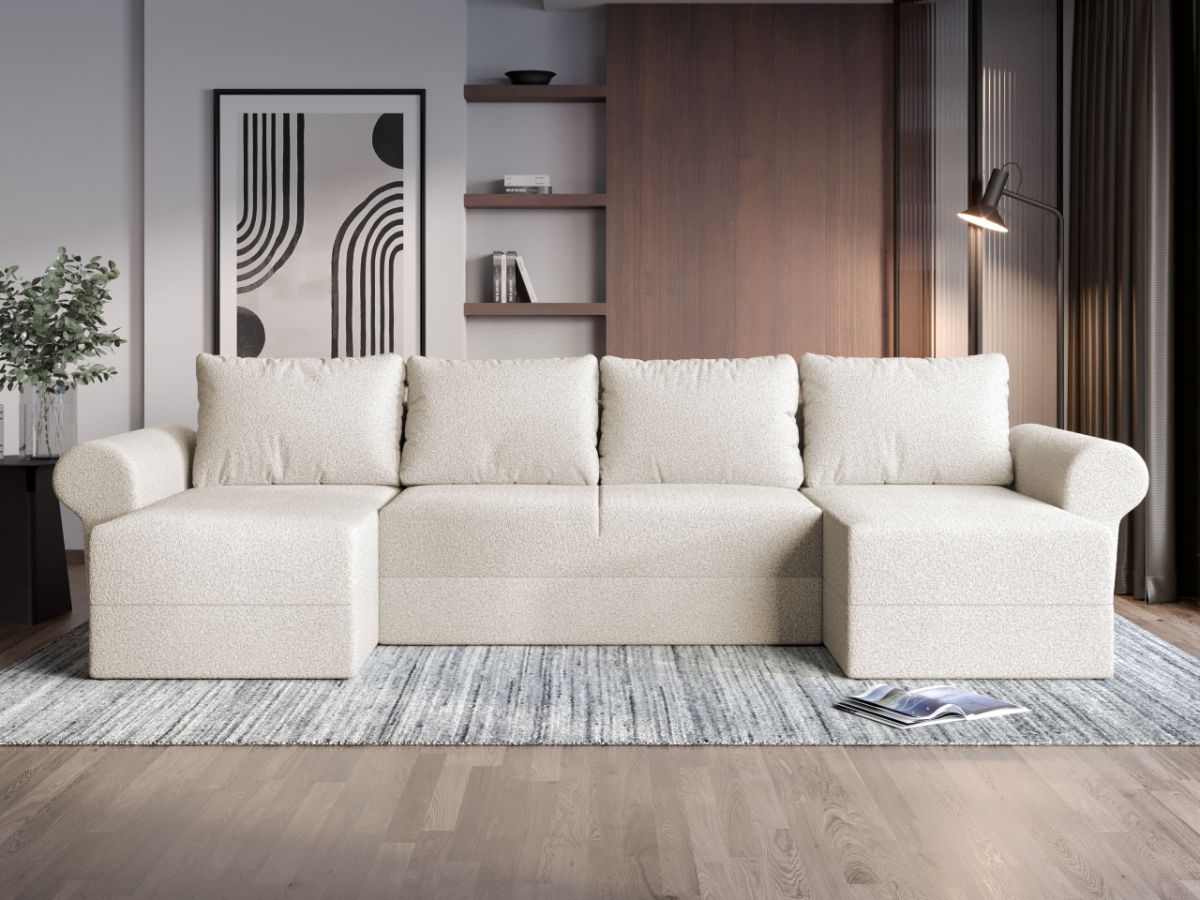 Coltar U Extensibil Bonito plusat aspect lana alba - imagine 2