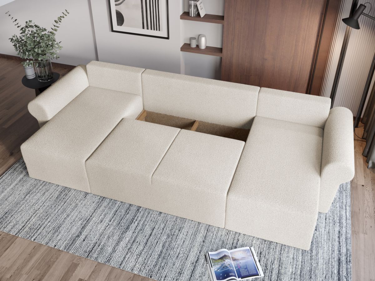 Coltar U Extensibil Bonito plusat aspect lana alba - imagine 3