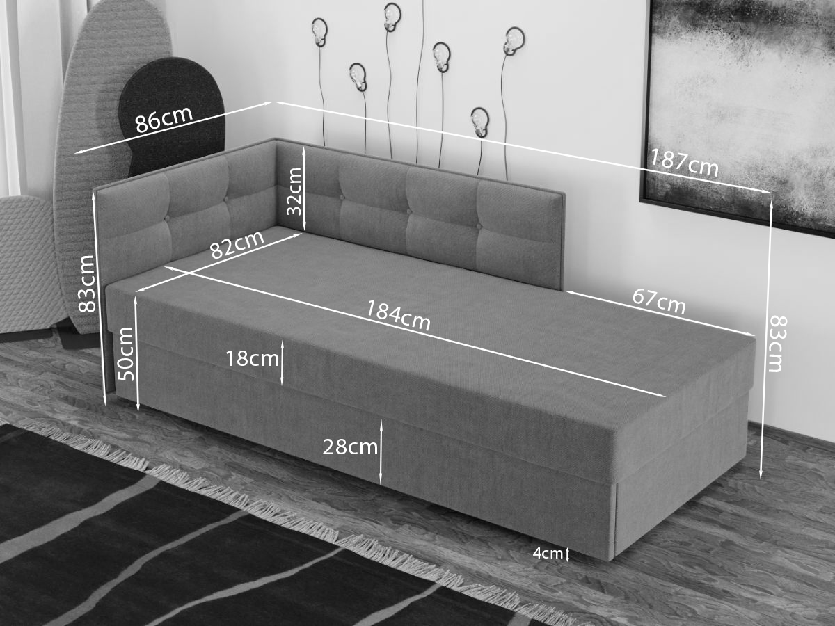 Divan / Pat tapitat Gri Deschis / Gri Antracit Story Extensibil - imagine 6