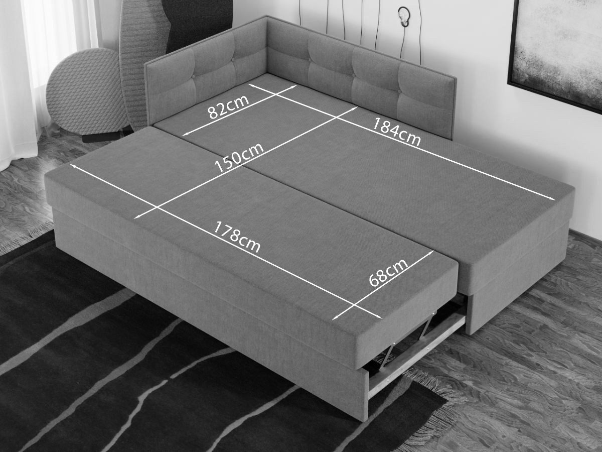 Divan / Pat tapitat Gri Deschis / Gri Antracit Story Extensibil - imagine 7