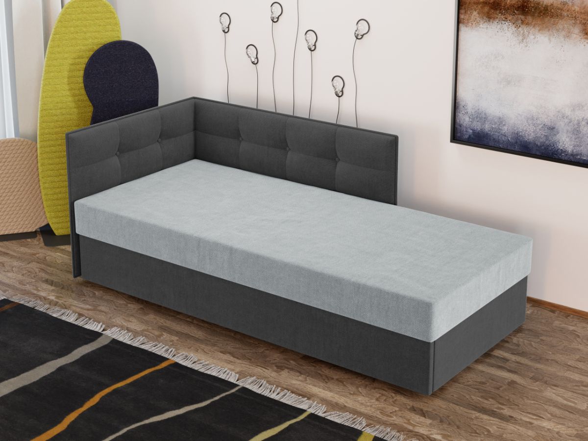 Divan / Pat tapitat Gri Deschis / Gri Antracit Story Extensibil - imagine 2