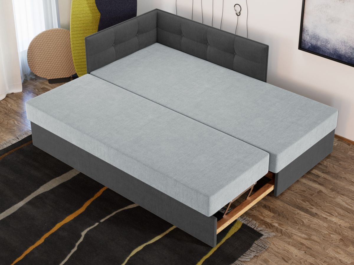 Divan / Pat tapitat Gri Deschis / Gri Antracit Story Extensibil