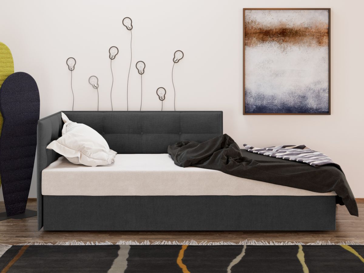 Divan / Pat tapitat Gri Deschis / Gri Antracit Story Extensibil - imagine 4