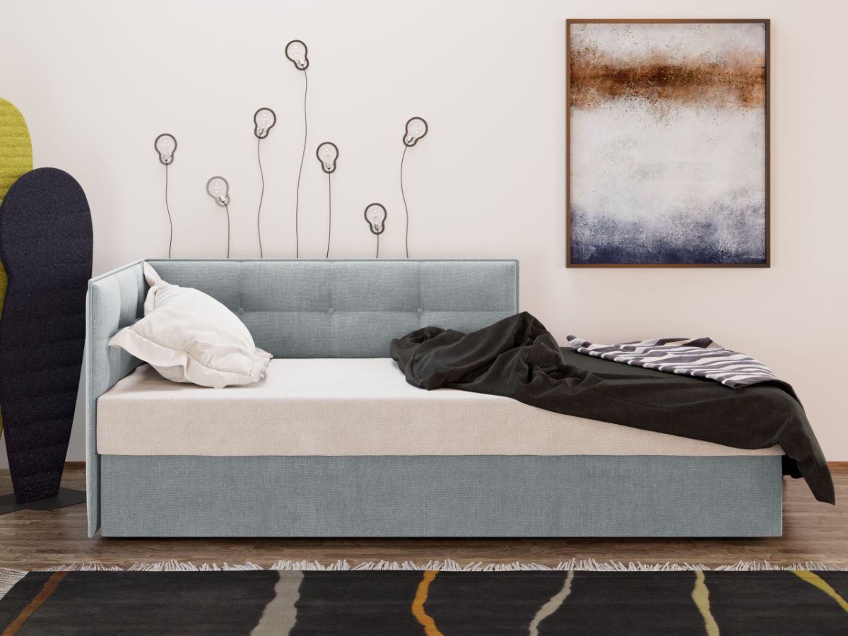 Divan / Pat tapitat Gri Deschis Story Extensibil - imagine 4