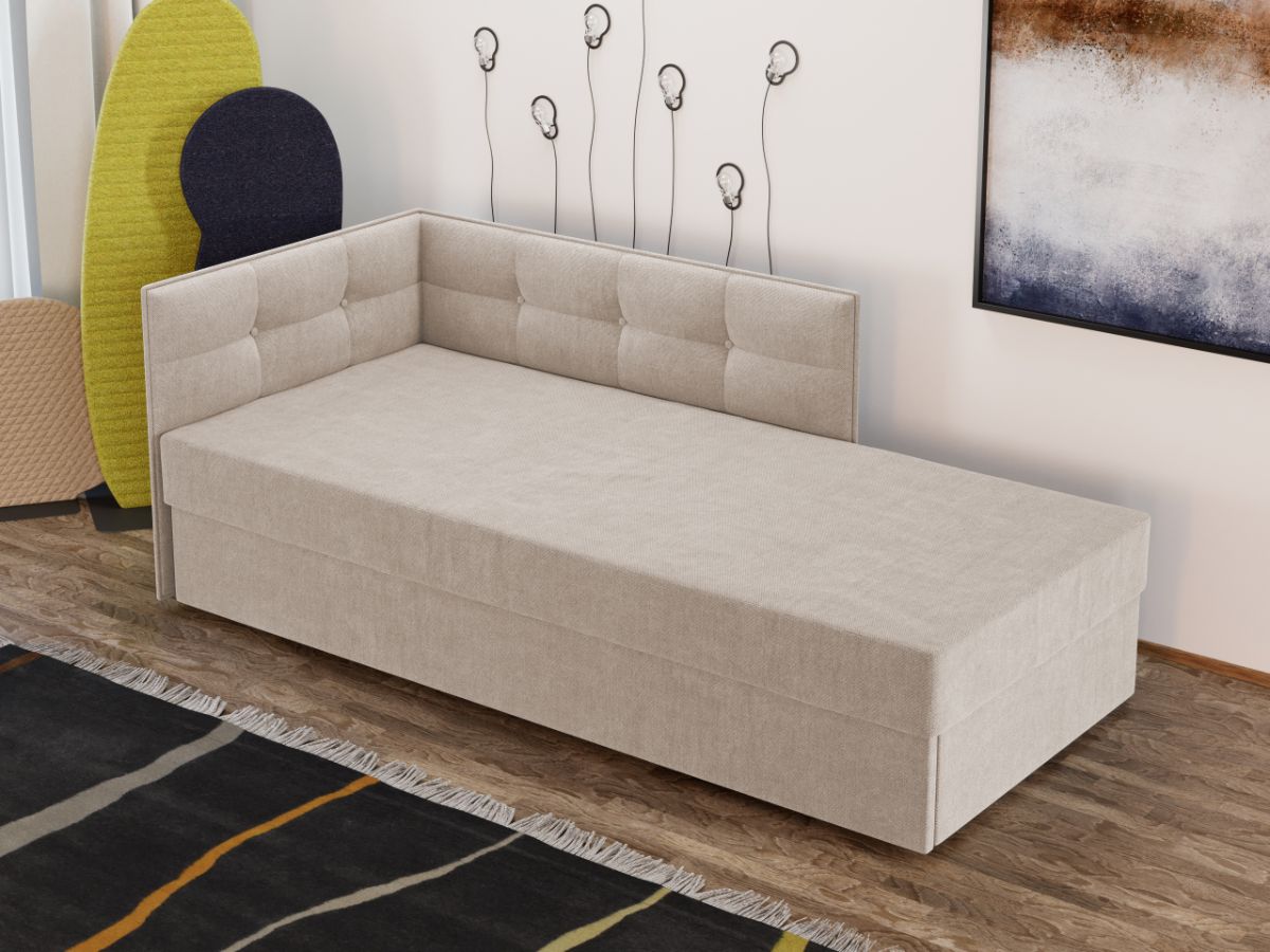 Divan / Pat tapitat Crem Story Extensibil - imagine 2