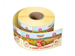 Etichete personalizate pentru borcane, Compot de capsuni, 54x144 mm, 500 etichete rola