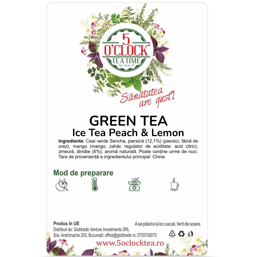 Ice Tea Green Peach & Lemon (Gramaj: 200g) - imagine 2