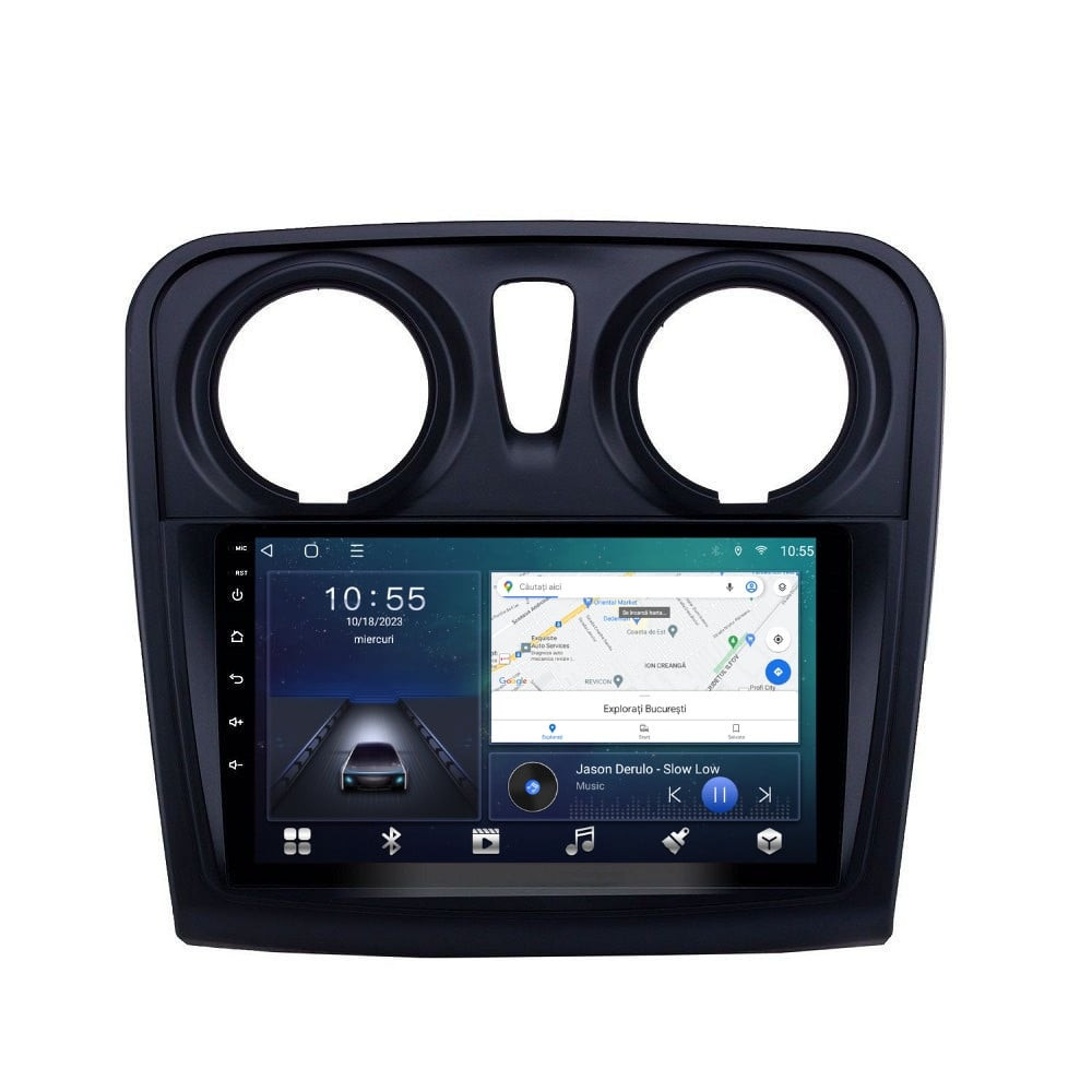 Navigatie dedicata cu Android Dacia Logan II 2012 - 2020, 3GB RAM, Radio GPS Dual Zone, Display HD QLED 9" Touchscreen, Internet Wi-Fi si slot SIM 4G, Bluetooth, MirrorLink, USB - imagine 2