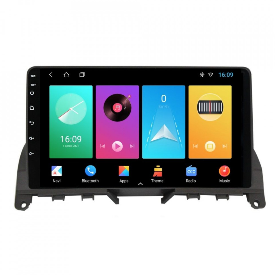 Navigatie dedicata cu Android Mercedes C-Class W204 2007 - 2011, 2GB RAM, Radio GPS Dual Zone, Display HD IPS 9" Touchscreen, Internet Wi-Fi, Bluetooth, MirrorLink, USB
