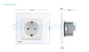 Priza simpla Livolo cu rama din sticla