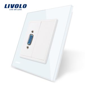 Priza cu mufa VGA mama Livolo cu rama din sticla