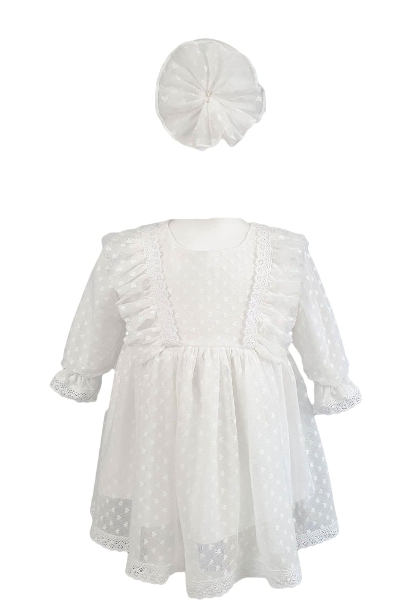 Rochie botez cu bentita culoare alba, en-gros