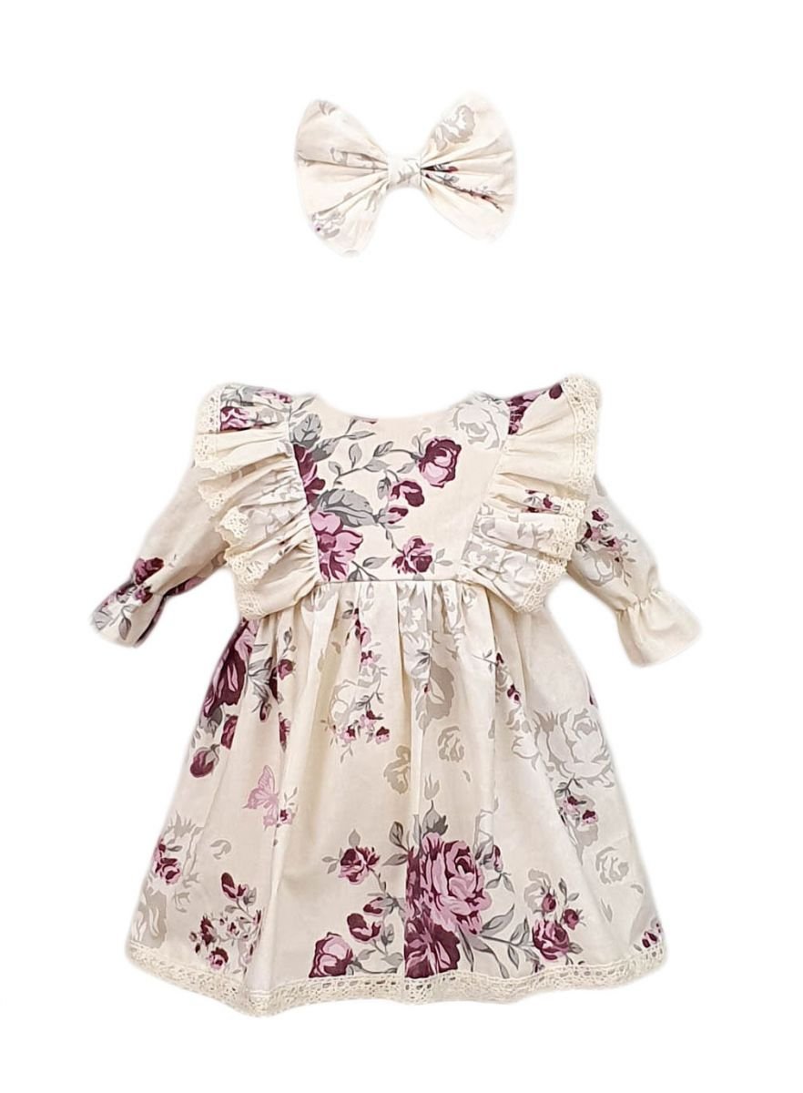 Rochie botez, model Corina, culoare mov-alb, en-gros